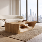Orren Sculpted Solid Wood Coffee Table Natural Oak - Timberustic Coffee Table