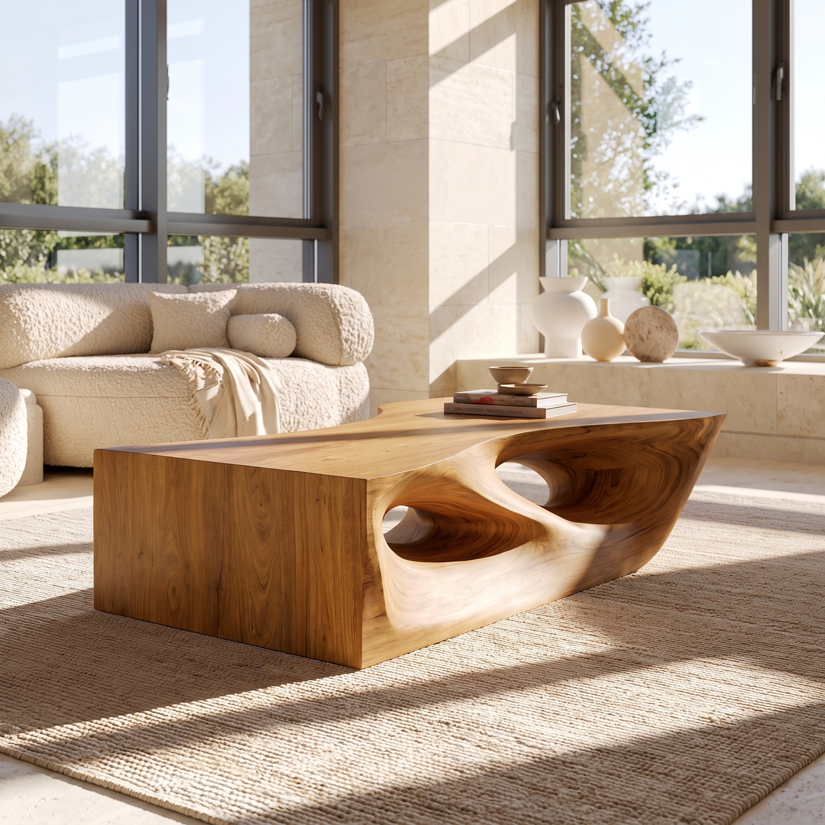 Orren Sculpted Solid Wood Coffee Table Teak - Timberustic Coffee Table