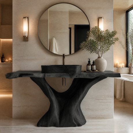 Orvella Rootform Solid Wood Freestanding Bathroom Vanity SPA120255 Black - Timberustic Freestanding Bathroom Vanity