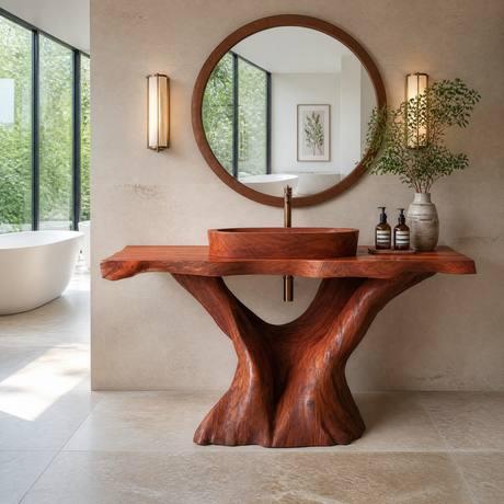 Orvella Rootform Solid Wood Freestanding Bathroom Vanity SPA120255 Mahogany - Timberustic Freestanding Bathroom Vanity