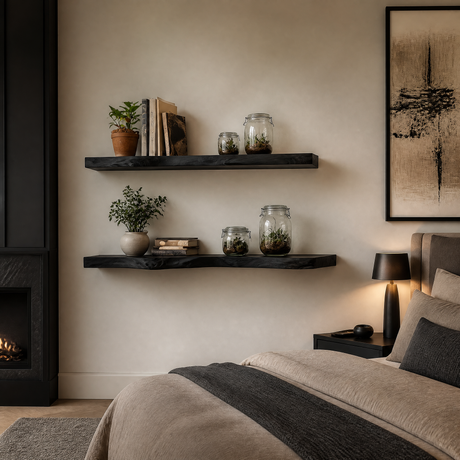Orvino Live Edge Solid Wood Floating Shelf SPA369492 — Black