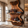 Ravello Live Edge Solid Wood Floating Wine Shelf Brown - Timberustic Floating Wine Shelf