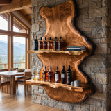 Ravello Live Edge Solid Wood Floating Wine Shelf Teak - Timberustic Floating Wine Shelf
