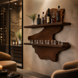 Ravencrest Live Edge Handcrafted Floating Wine Shelf SPA058902 Dark Walnut - Timberustic Floating Wine Shelf