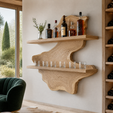 Ravencrest Live Edge Handcrafted Floating Wine Shelf SPA058902 Natural Oak - Timberustic Floating Wine Shelf