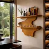 Ravencrest Live Edge Handcrafted Floating Wine Shelf SPA058902 Teak - Timberustic Floating Wine Shelf