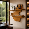 Ravencrest Live Edge Handcrafted Floating Wine Shelf SPA058902 Teak - Timberustic Floating Wine Shelf