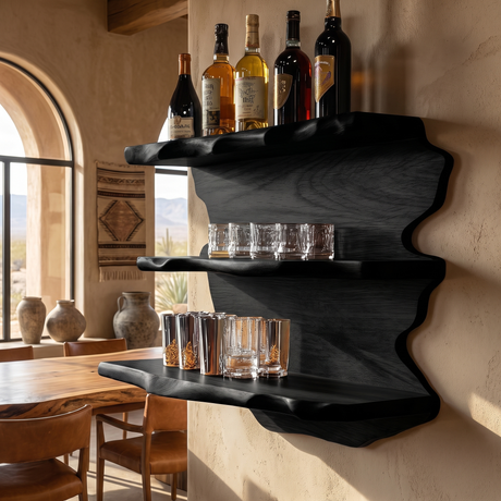 Rivenshade Live Edge Handcrafted Floating Wine Shelf SPA548741 Black - Timberustic Floating Wine Shelf