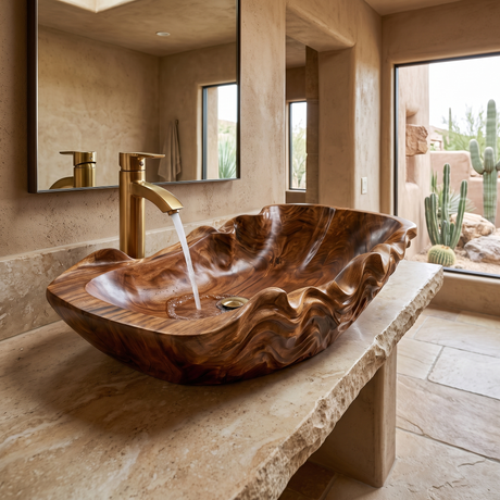 Rivermist Handcrafted Solid Wood Vessel Sink Brown - Timberustic Vessel Sinks