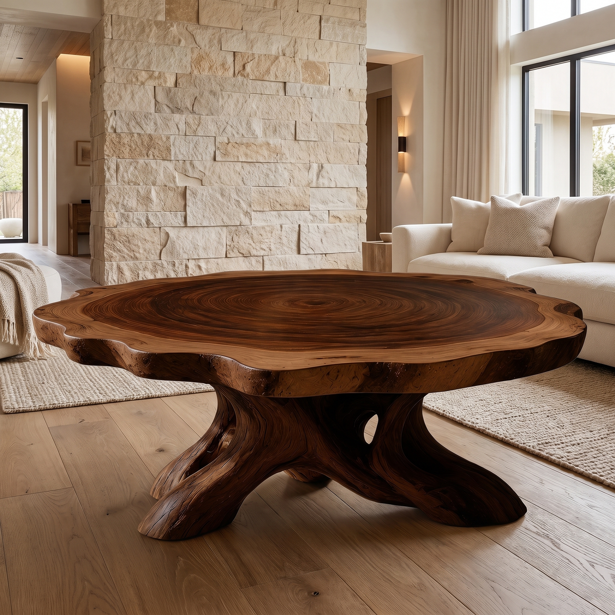 Roothaven Live Edge Solid Wood Coffee Table — Dark Walnut