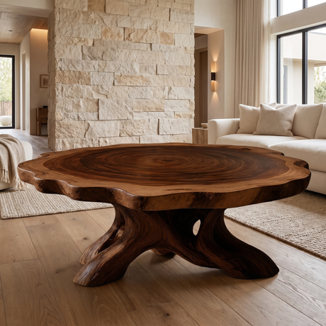 Roothaven Live Edge Solid Wood Coffee Table Dark Walnut - Timberustic Coffee Table
