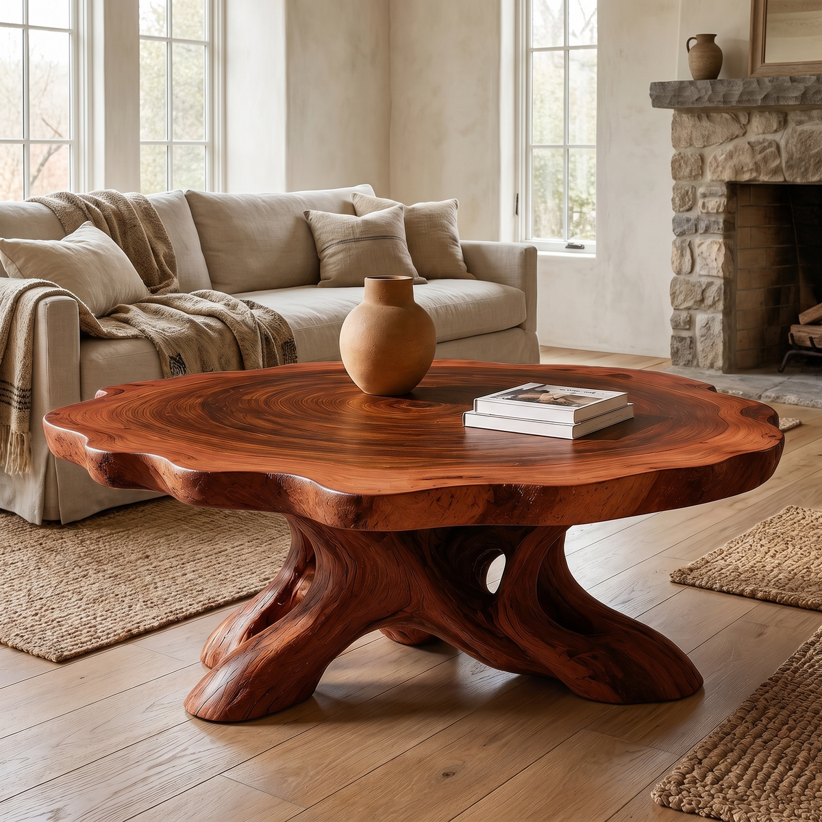 Roothaven Live Edge Solid Wood Coffee Table — Mahogany
