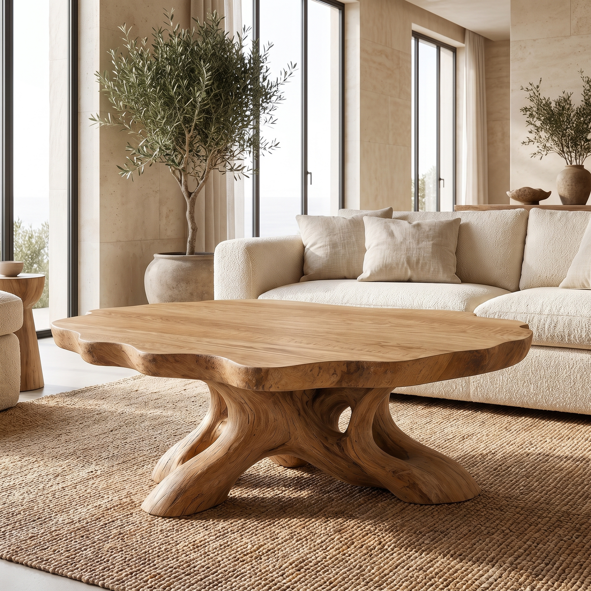 Roothaven Live Edge Solid Wood Coffee Table — Natural Oak