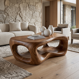 Rovelle Sculpted Solid Wood Coffee Table Brown - Timberustic Coffee Table