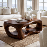 Rovelle Sculpted Solid Wood Coffee Table Dark Walnut - Timberustic Coffee Table