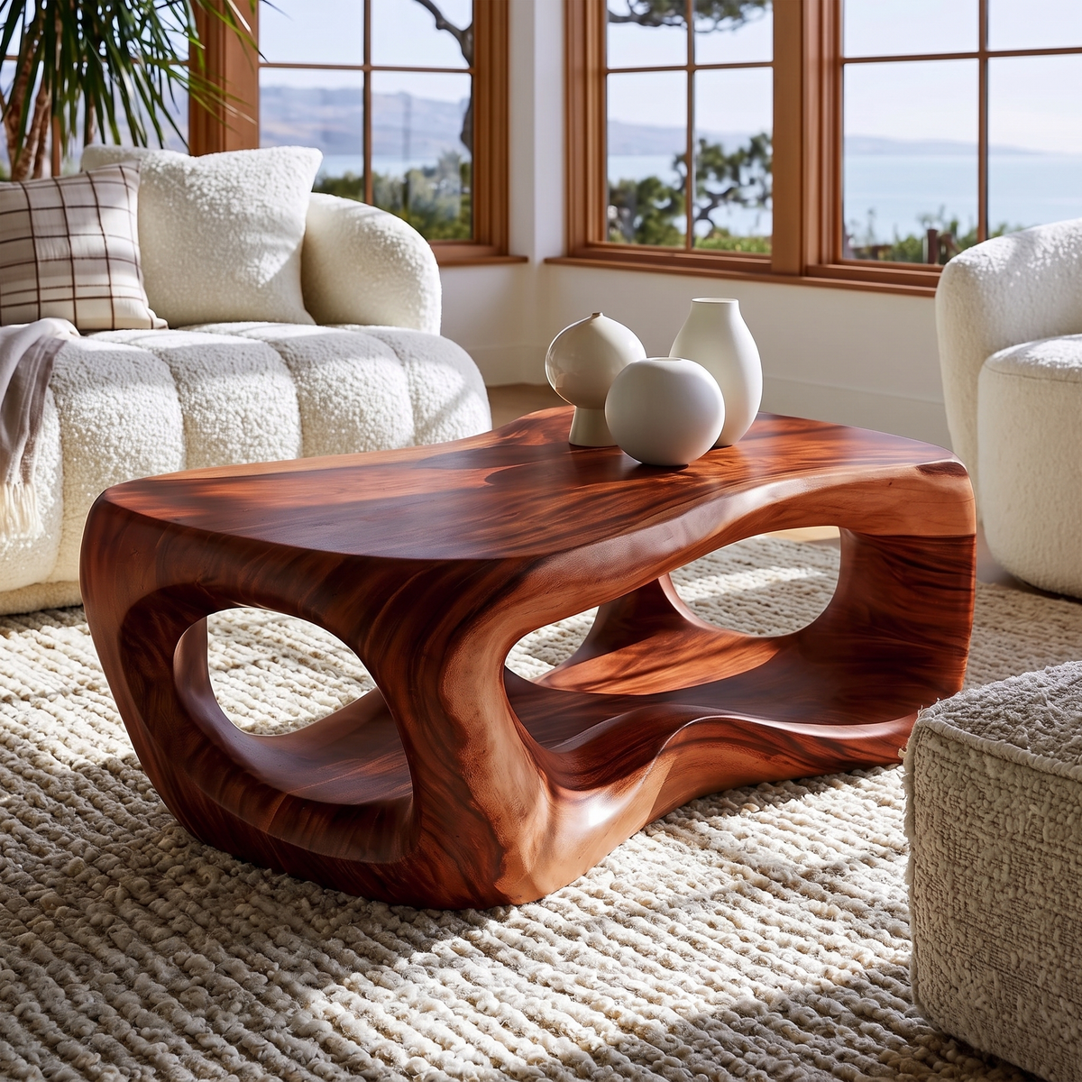 Rovelle Sculpted Solid Wood Coffee Table Mahogany - Timberustic Coffee Table
