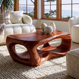 Rovelle Sculpted Solid Wood Coffee Table Mahogany - Timberustic Coffee Table