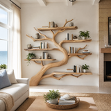 Seabranch Handcrafted Solid Wood Tree Bookshelf Natural Oak - Timberustic Tree Bookshelf