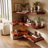 Selvara Live Edge Solid Wood Floating Shelf SPA302302 Mahogany - Timberustic Floating Shelf
