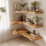 Selvara Live Edge Solid Wood Floating Shelf SPA302302 Natural Oak - Timberustic Floating Shelf