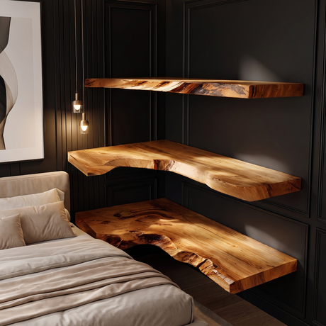 Selvara Live Edge Solid Wood Floating Shelf SPA302302 Teak - Timberustic Floating Shelf
