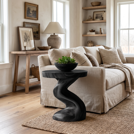 Seravon Handcrafted Solid Wood Side Table SPA825813 — Black