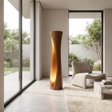 Seravyn Sculpted Curved Integrated LED Wood Floor Lamp Brown - Timberustic Floor Lamp