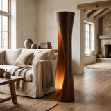 Seravyn Sculpted Curved Integrated LED Wood Floor Lamp Dark Walnut - Timberustic Floor Lamp