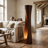 Seravyn Sculpted Curved Integrated LED Wood Floor Lamp Dark Walnut - Timberustic Floor Lamp