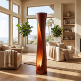 Seravyn Sculpted Curved Integrated LED Wood Floor Lamp Mahogany - Timberustic Floor Lamp