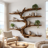 Shadowgrove Handcrafted Solid Wood Floating Tree Bookshelf Brown - Timberustic Floating Tree Bookshelf