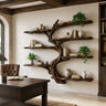 Shadowgrove Handcrafted Solid Wood Floating Tree Bookshelf Dark Walnut - Timberustic Floating Tree Bookshelf