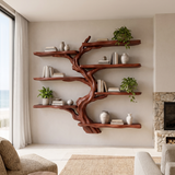 Shadowgrove Handcrafted Solid Wood Floating Tree Bookshelf Mahogany - Timberustic Floating Tree Bookshelf