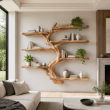 Shadowgrove Handcrafted Solid Wood Floating Tree Bookshelf Natural Oak - Timberustic Floating Tree Bookshelf