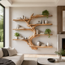 Shadowgrove Handcrafted Solid Wood Floating Tree Bookshelf Natural Oak - Timberustic Floating Tree Bookshelf