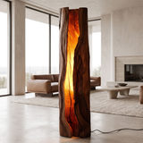 Solvaryn Sculpted Live Edge Integrated LED Wood Floor Lamp Dark Walnut - Timberustic Floor Lamp