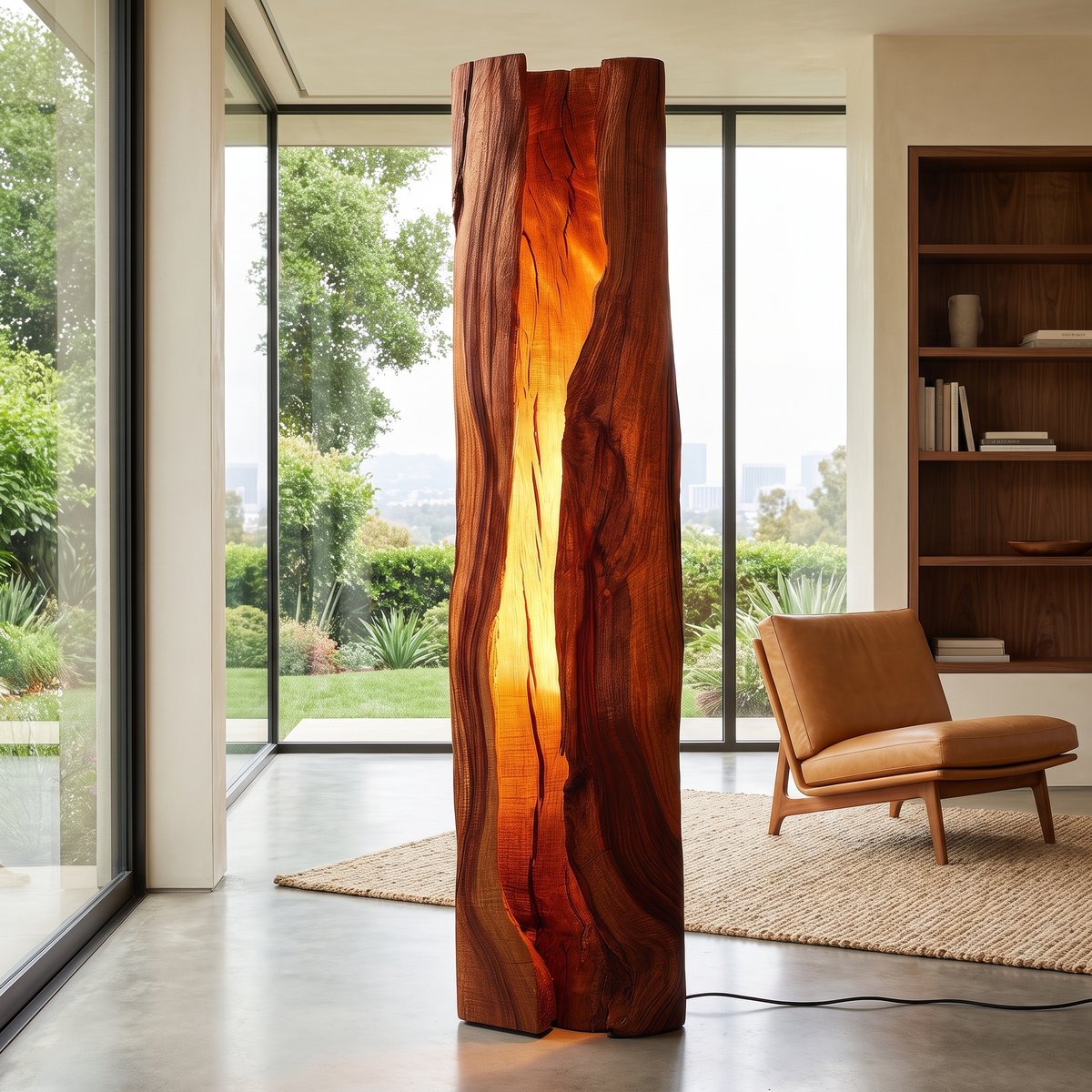 Solvaryn Sculpted Live Edge Integrated LED Wood Floor Lamp Mahogany - Timberustic Floor Lamp