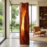 Solvaryn Sculpted Live Edge Integrated LED Wood Floor Lamp Mahogany - Timberustic Floor Lamp