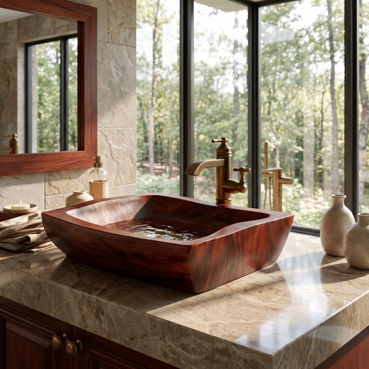 Stoneharbor Handcrafted Solid Wood Vessel Sink Mahogany - Timberustic Vessel Sinks