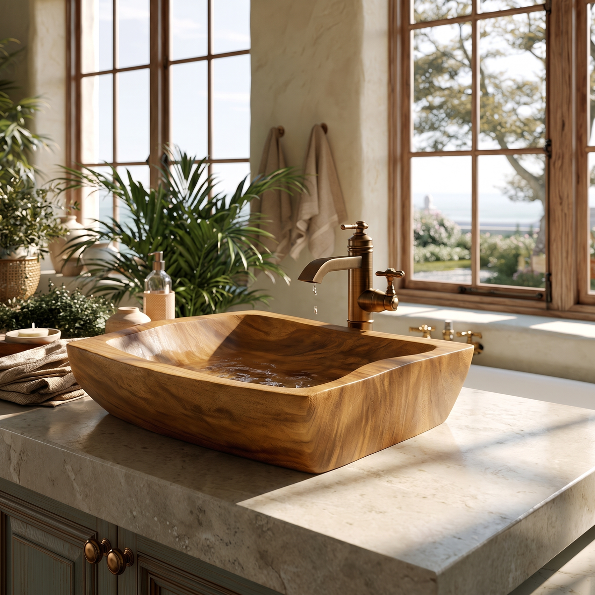 Stoneharbor Handcrafted Solid Wood Vessel Sink Teak - Timberustic Vessel Sinks