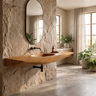 Sylavyn Sculpted Slab Handcrafted Floating Bathroom Vanity with Integrated Sink Teak - Timberustic Floating Bathroom Vanity with Integrated Sink