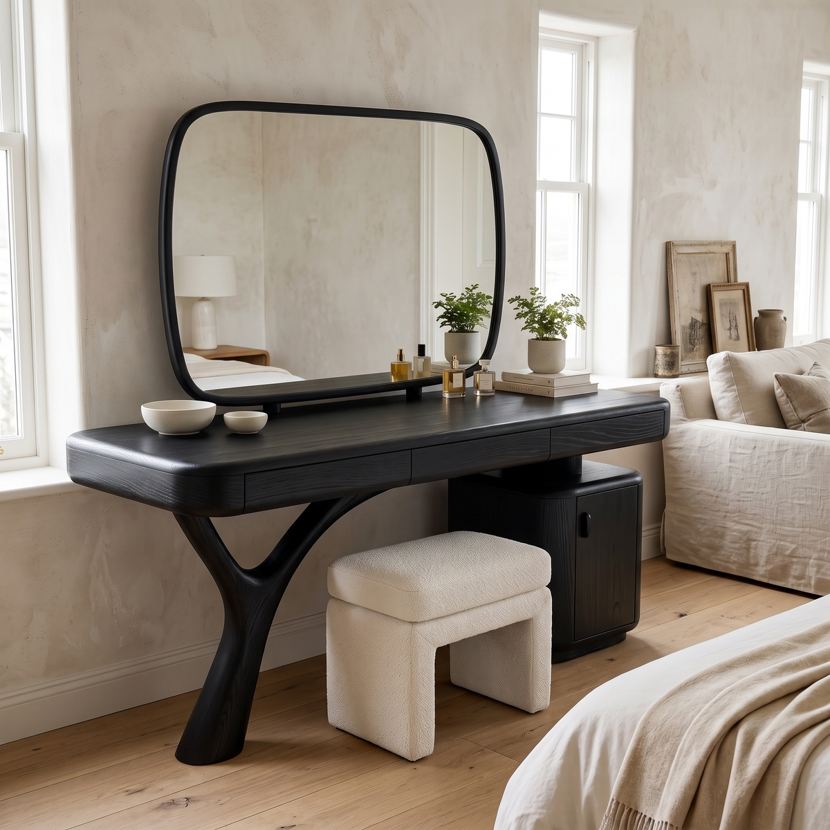 Sylvara Solid Wood Cosmetic Table Black - Timberustic Cosmetic Table