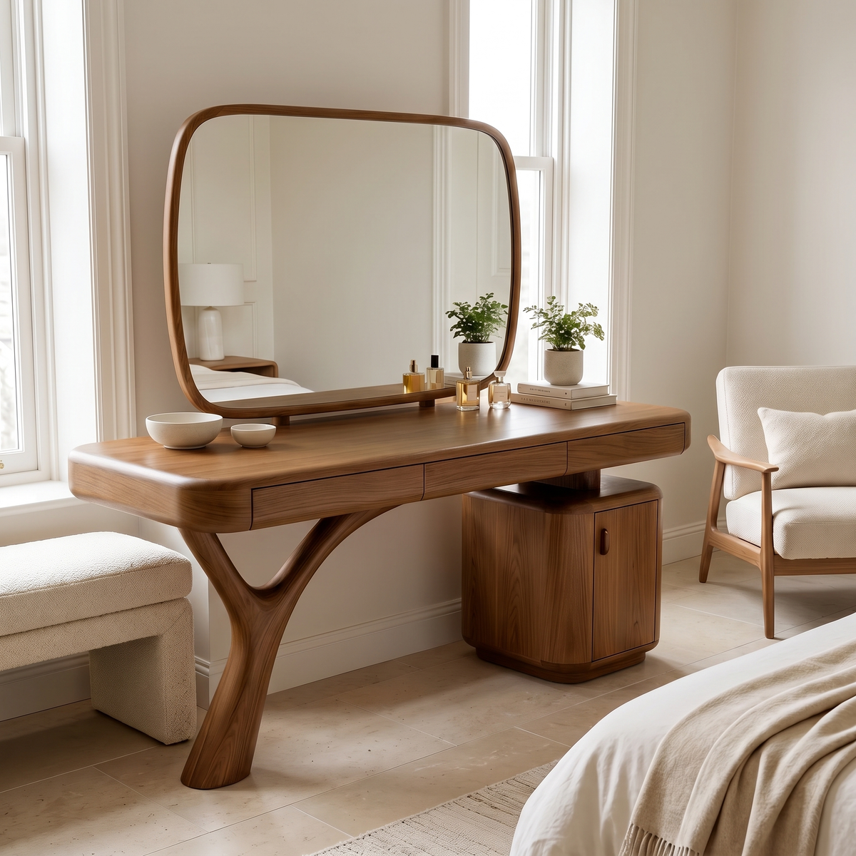 Sylvara Solid Wood Cosmetic Table Brown - Timberustic Cosmetic Table