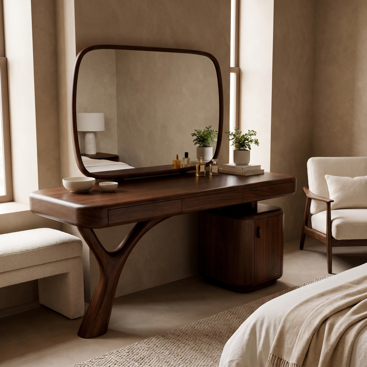 Sylvara Solid Wood Cosmetic Table Dark Walnut - Timberustic Cosmetic Table