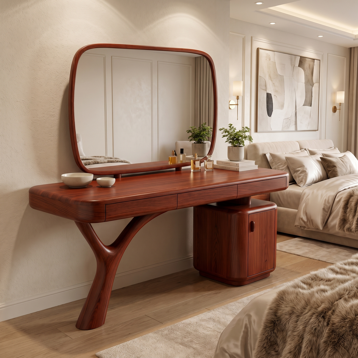 Sylvara Solid Wood Cosmetic Table Mahogany - Timberustic Cosmetic Table