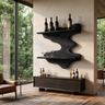 Sylvaren Live Edge Handcrafted Floating Wine Shelf SPA247810 Black - Timberustic Floating Wine Shelf