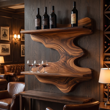 Sylvaren Live Edge Handcrafted Floating Wine Shelf SPA247810 Brown - Timberustic Floating Wine Shelf