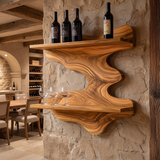 Sylvaren Live Edge Handcrafted Floating Wine Shelf SPA247810 Teak - Timberustic Floating Wine Shelf