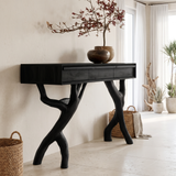 Sylvaric Sculpted Solid Wood Console Table Black - Timberustic Console Table
