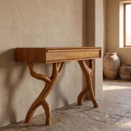 Sylvaric Sculpted Solid Wood Console Table Teak - Timberustic Console Table
